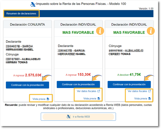 Resumen de declaraciones