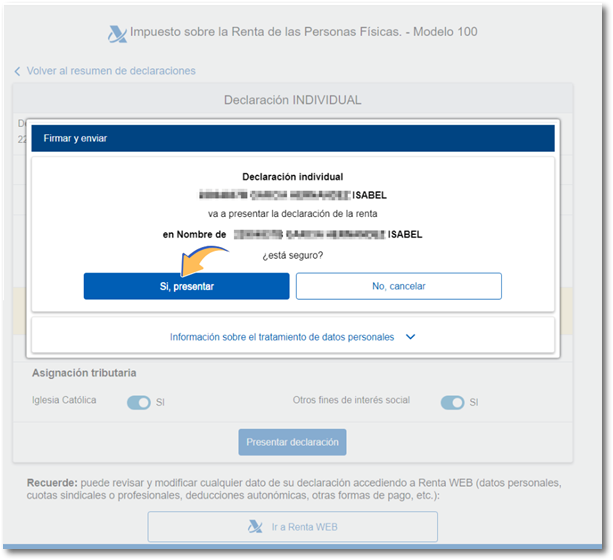 Presentar declaraci&oacute;n