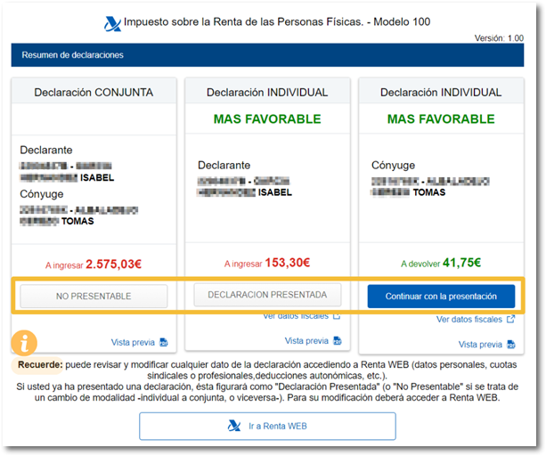 Resumen de declaraciones