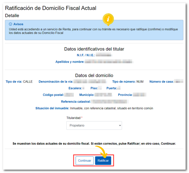Ratificar el domicilio