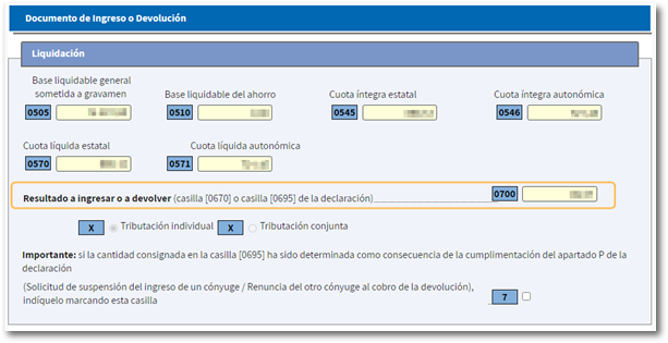 Resultado de la declaraci&oacute;n