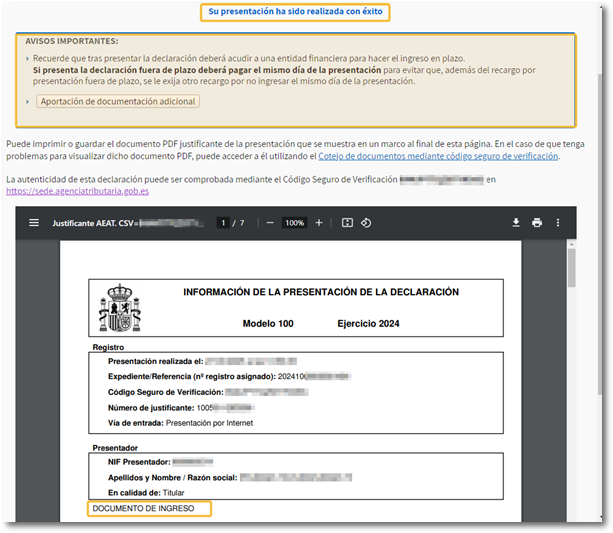 Agencia Tributaria: Cómo presentar declaración mediante Renta WEB con  Documento de ingreso en Banco o Caja