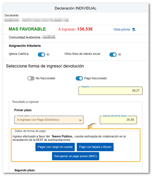 Per ingressar amb pagament electrònic