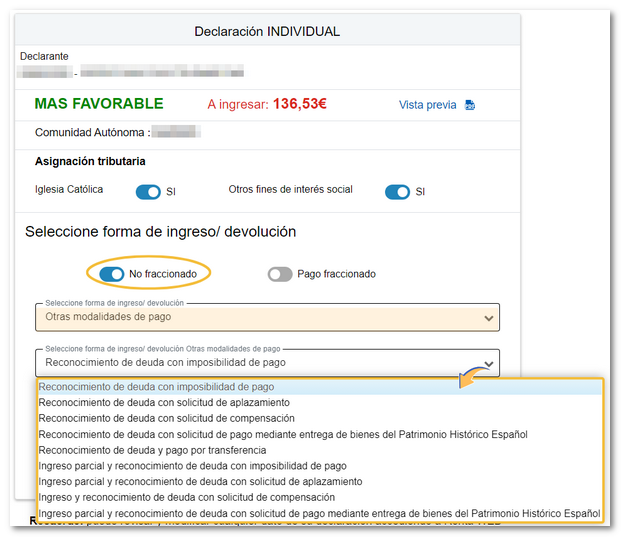 Altres modalitats de pagament