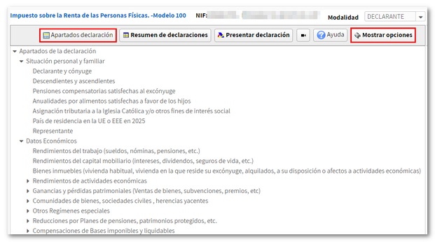 Apartats de la declaració
