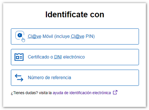 Selector Cl@ve, certificat o referència
