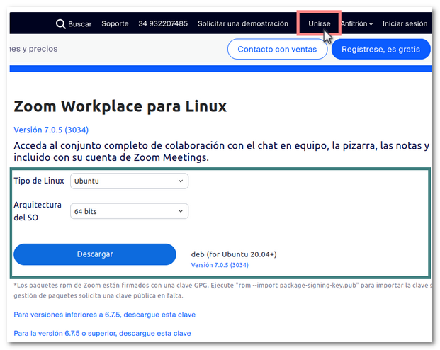 Unirse y descargar