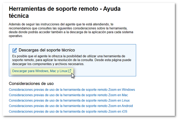 Descarga en Sede