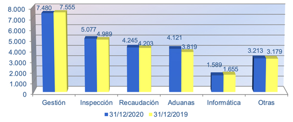 Gràfica Distribució per àrees 2019 - 2020