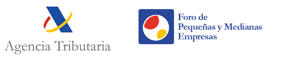 Logos de la Agencia Tributaria y del Foro de Pequeñas y Medianas Empresas