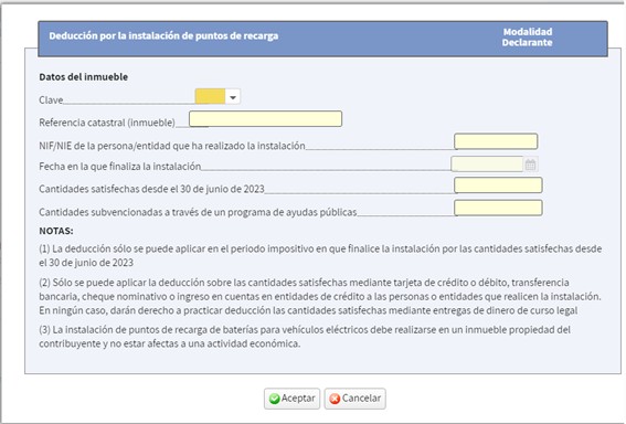 Finestra per a complimentar les dades de l'immoble
