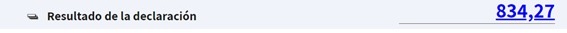 Pantalla resultado de la declaración