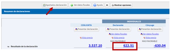 Nou resultat per ingressar en el resum de declaracions