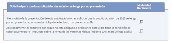 Sol·licitud perquè l'autoliquidació anterior es tinga per no presentada